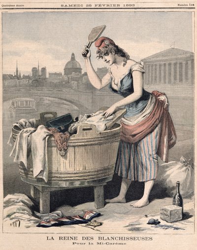 「洗濯婦の女王マリアンヌ」、1893年2月25日「ルプチジャーナル」より 作： French School